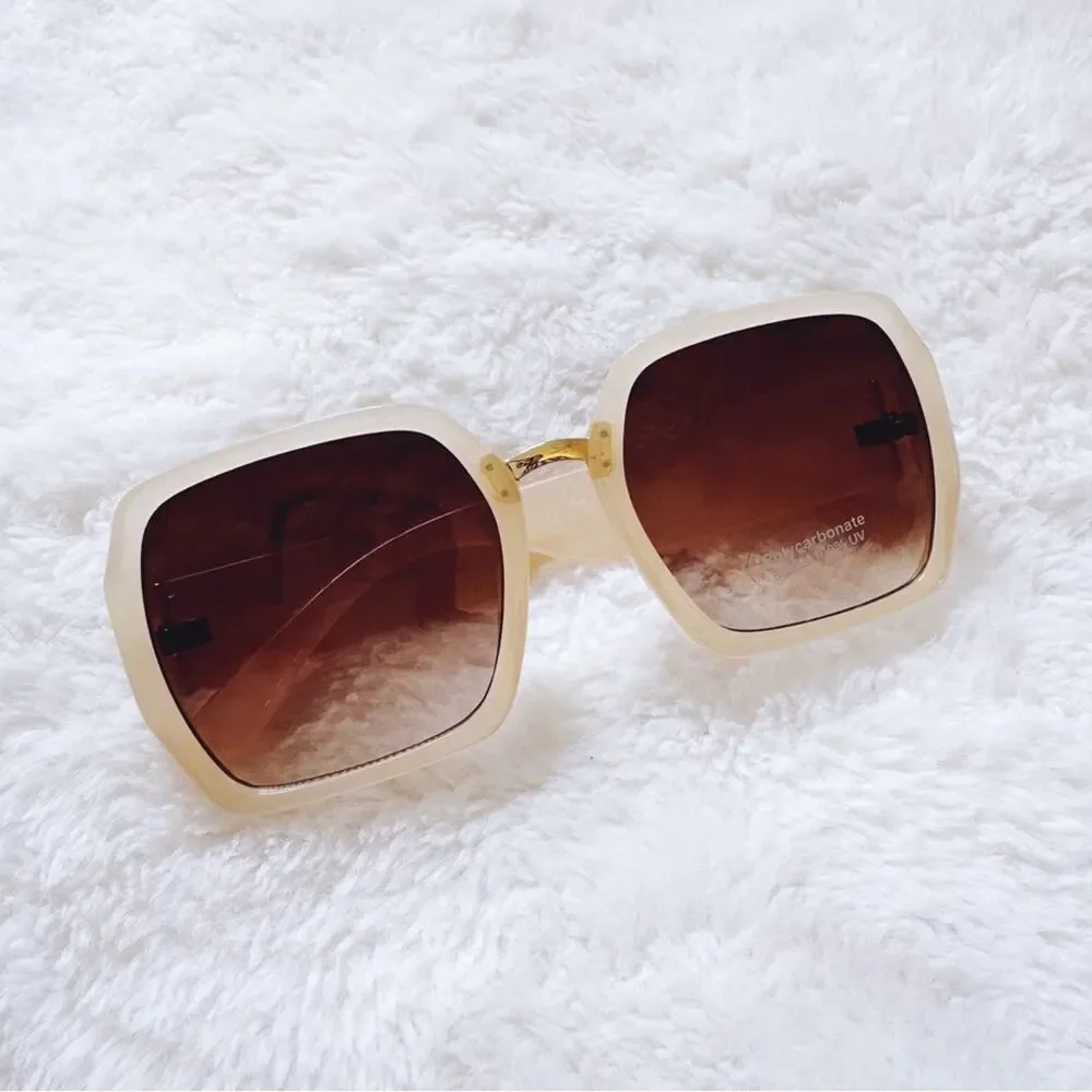Layla Clear Beige Sleek Square Sunglasses
